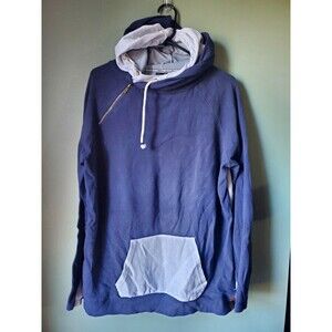 Ampersand Ave Womens Navy Herringbone Double Hood L/S Hoodie Size XXXL
